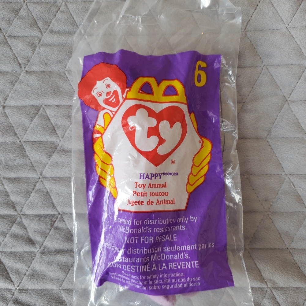 TY McDonald's Teenie Beanie - #6 HAPPY the Hippo (1998) (5 inch)